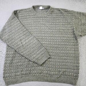 Vintage Van Heusen Sweater Mens XL Green Geometric Knit Crewneck Made USA